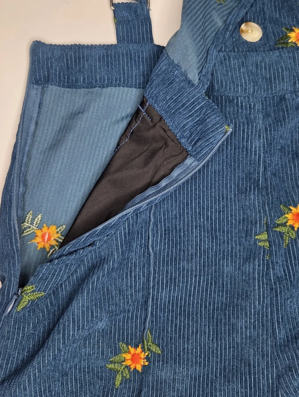 Cider Sunflower Corduroy Wide Leg Overall S Ditsy Floral Animal Crossing Boho - Picture 6 of 11